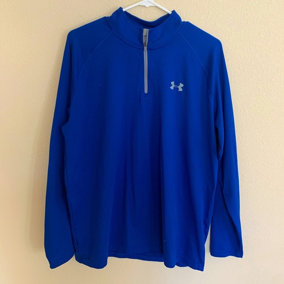 Men’s Under Armour heat gear pullover, size large, royal blue, zips at top - Picture 1 of 3